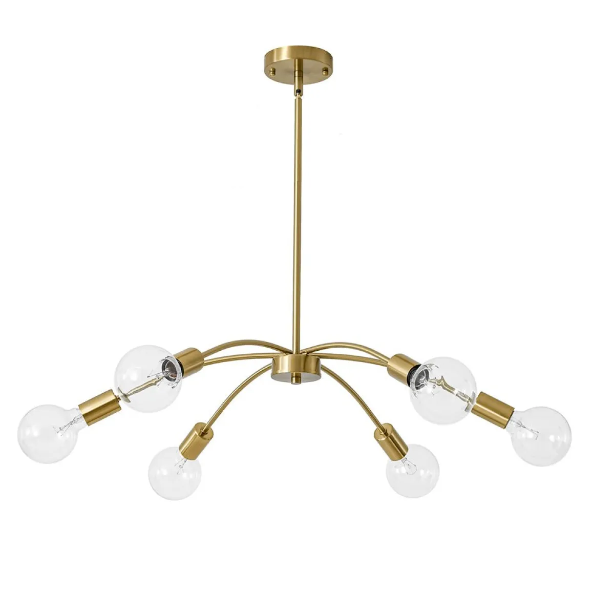 Minimalist 6-Light Metal Round Sputnik Swoop Chandelier