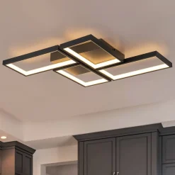 Minimalist 4-light Rectangular Dimmable LED Semi Flush Mount