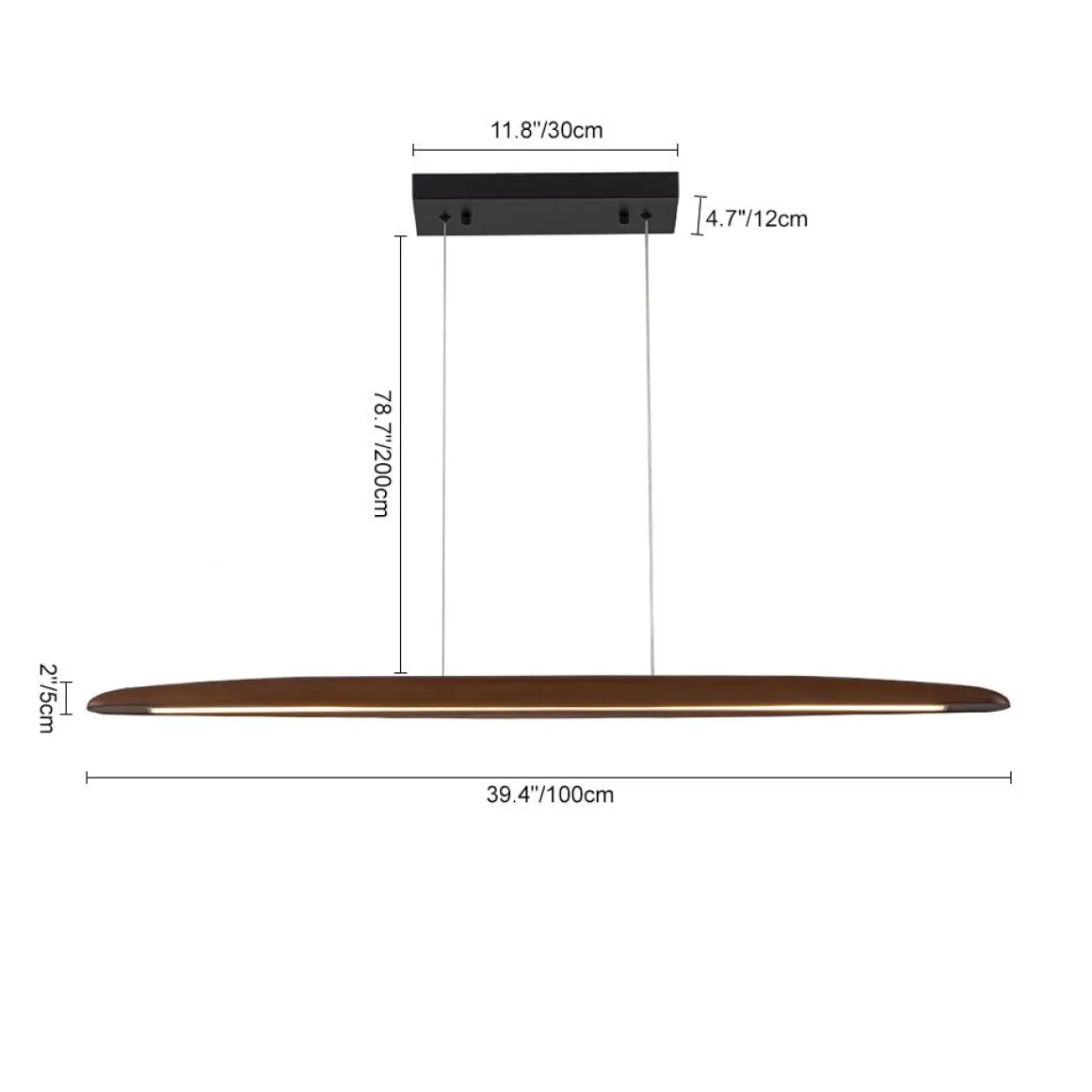 Minimalist Linear Wood Dimmable LED Island Pendant