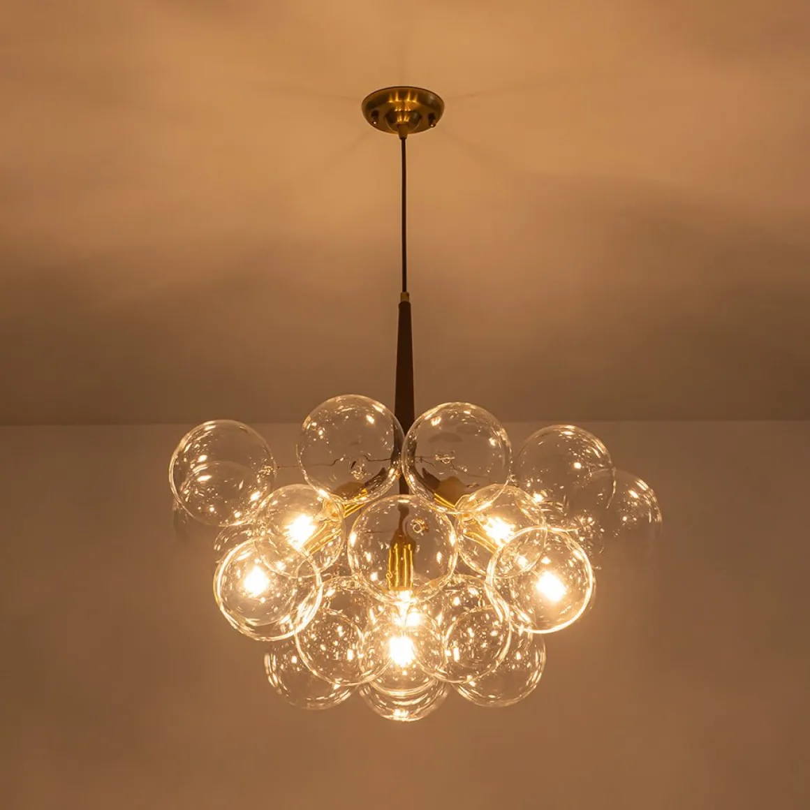 Mocha Mousse Clear Glass Globe Cluster Bubble Chandelier