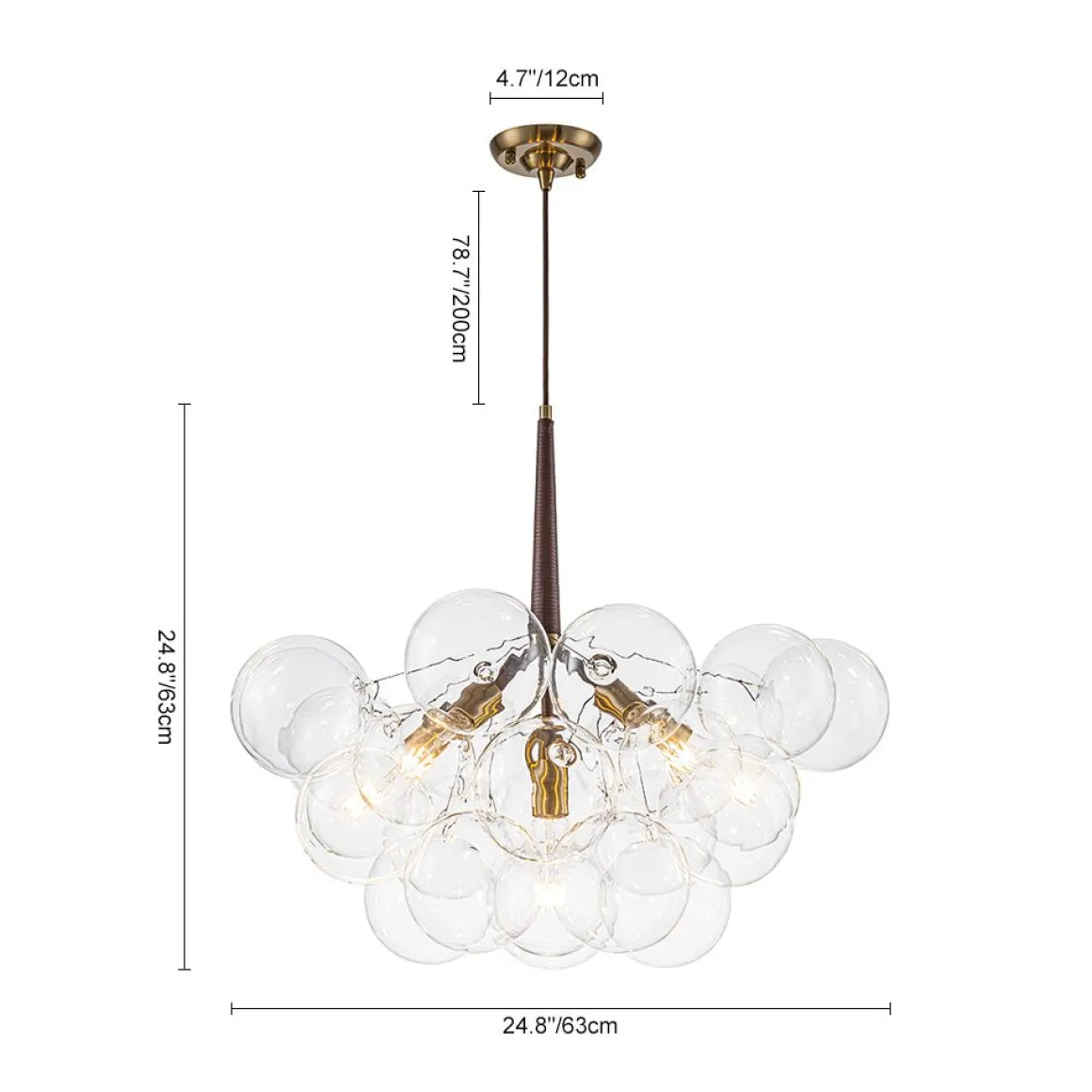 Mocha Mousse Clear Glass Globe Cluster Bubble Chandelier