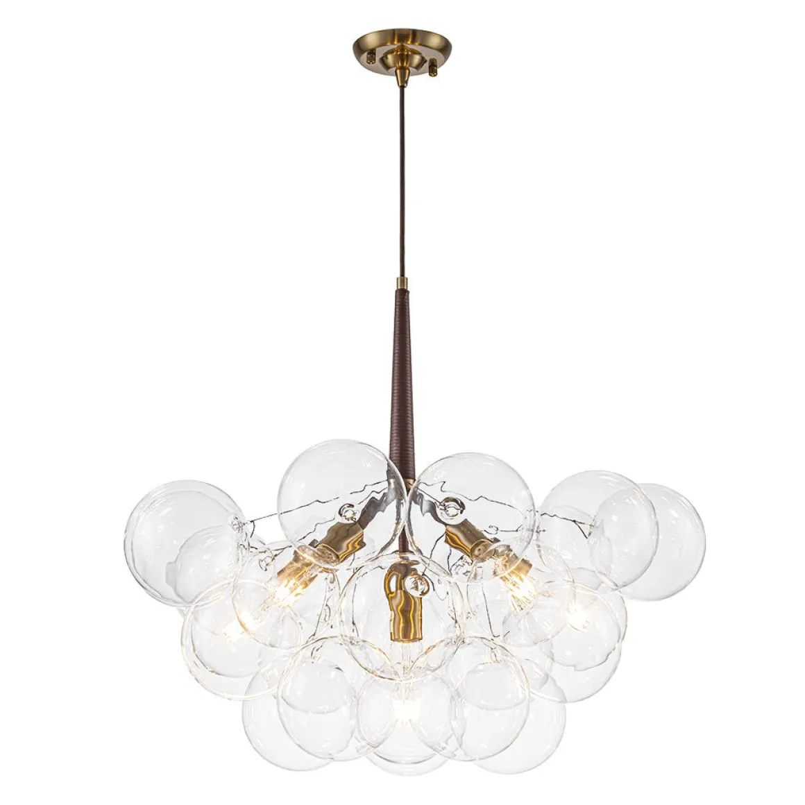 Mocha Mousse Clear Glass Globe Cluster Bubble Chandelier