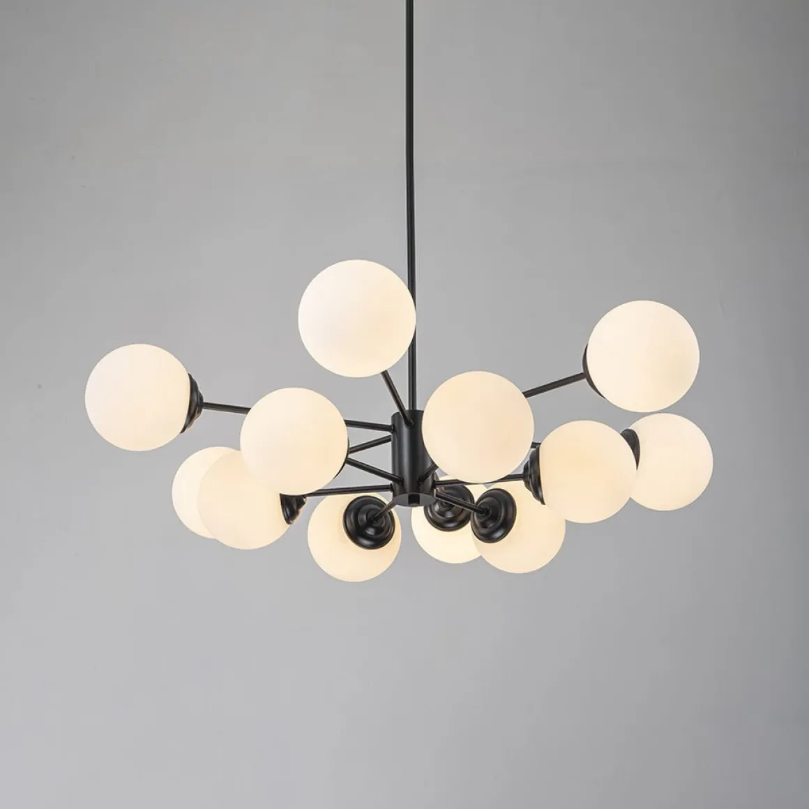 Modern Black Opal Glass Globe Sputnik Chandelier