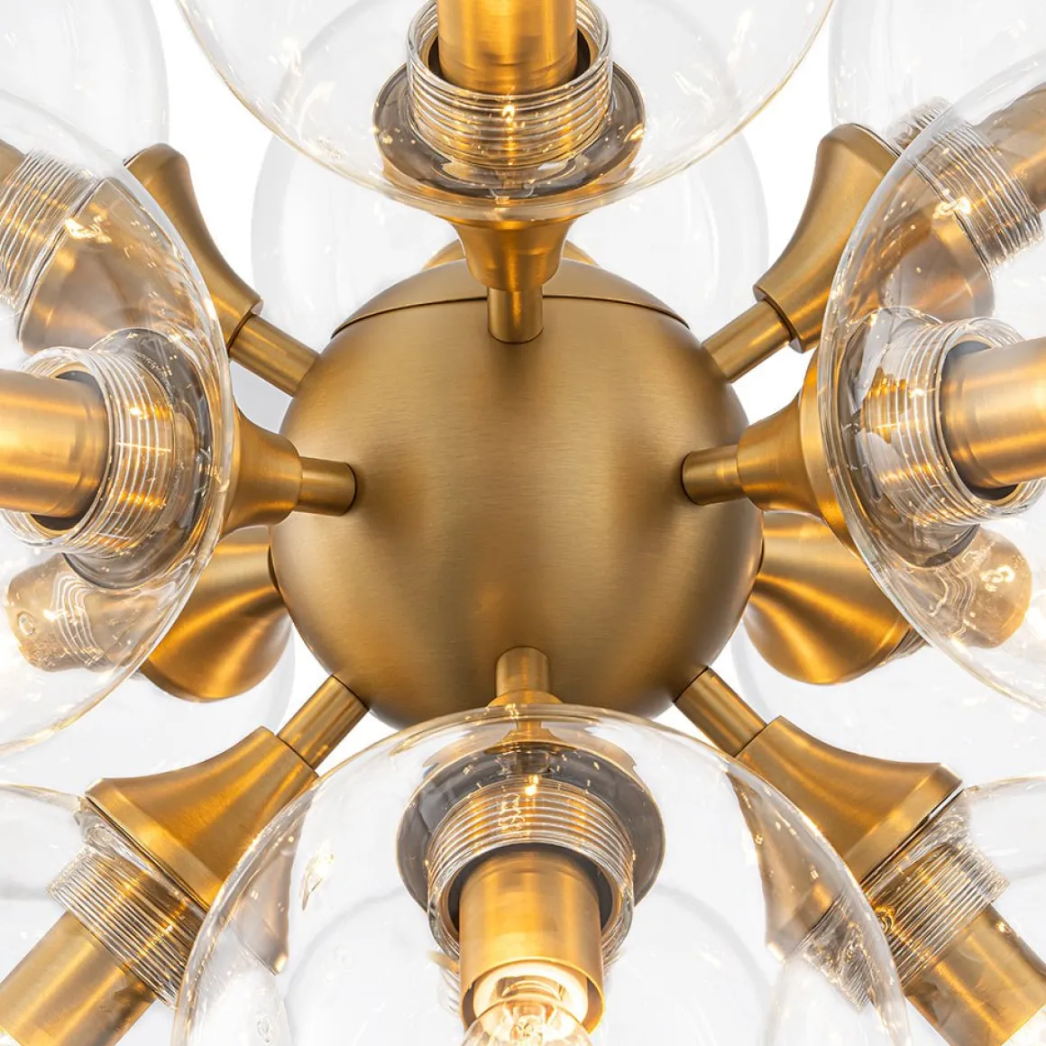 Modern Brass 12-Light Cluster Glass Globe Bubble Chandelier