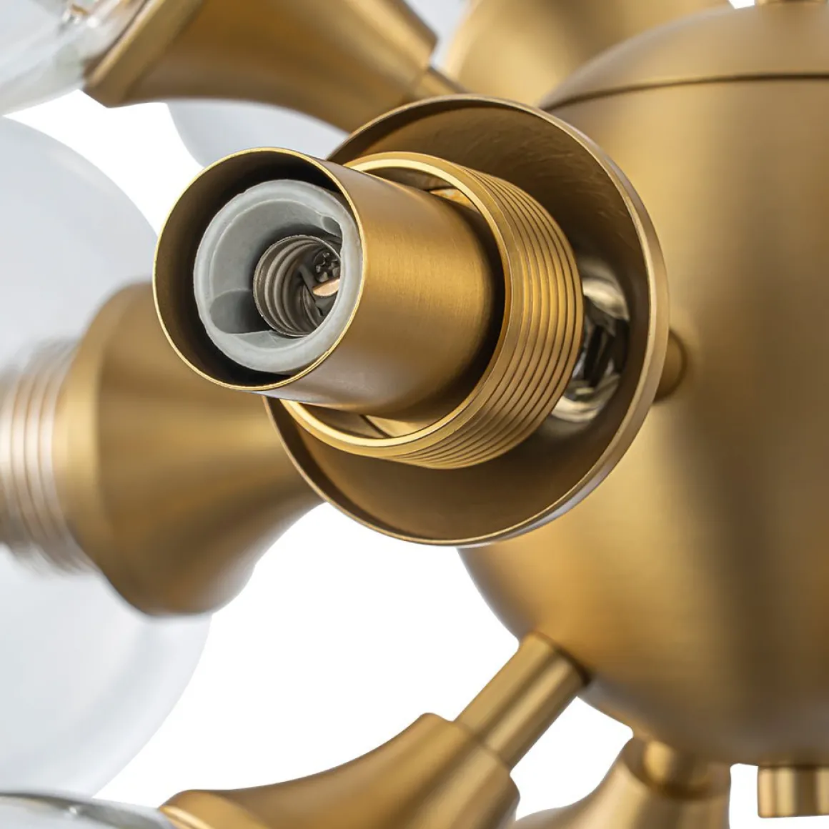 Modern Brass 12-Light Cluster Glass Globe Bubble Chandelier