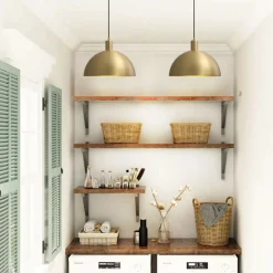Modern Brass Single Dome Gold Pendant Light