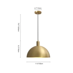 Modern Brass Single Dome Gold Pendant Light