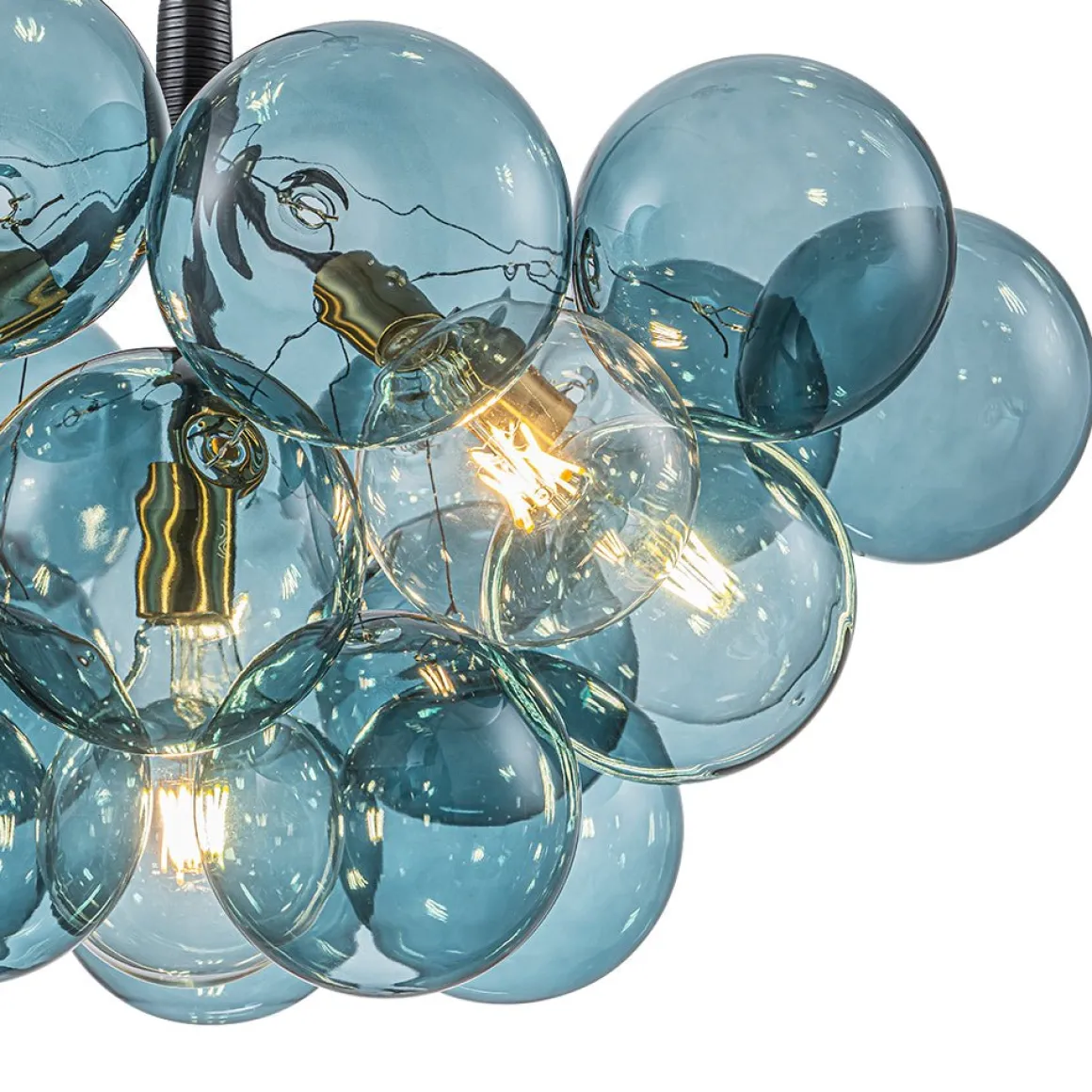 Modern Cluster Blue Glass Globe Bubble Chandelier