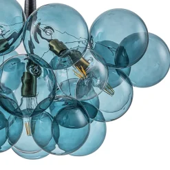 Modern Cluster Blue Glass Globe Bubble Chandelier