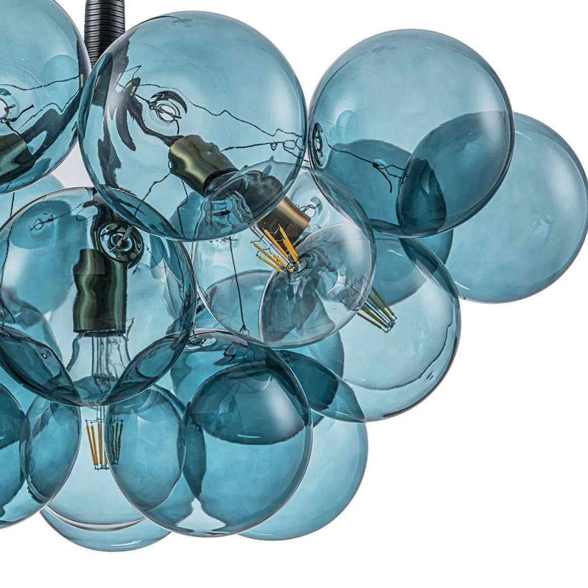Modern Cluster Blue Glass Globe Bubble Chandelier