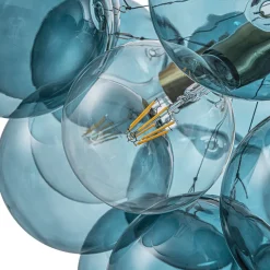 Modern Cluster Blue Glass Globe Bubble Chandelier