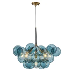 Modern Cluster Blue Glass Globe Bubble Chandelier