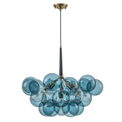 Modern Cluster Blue Glass Globe Bubble Chandelier