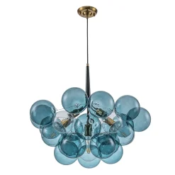 Modern Cluster Blue Glass Globe Bubble Chandelier