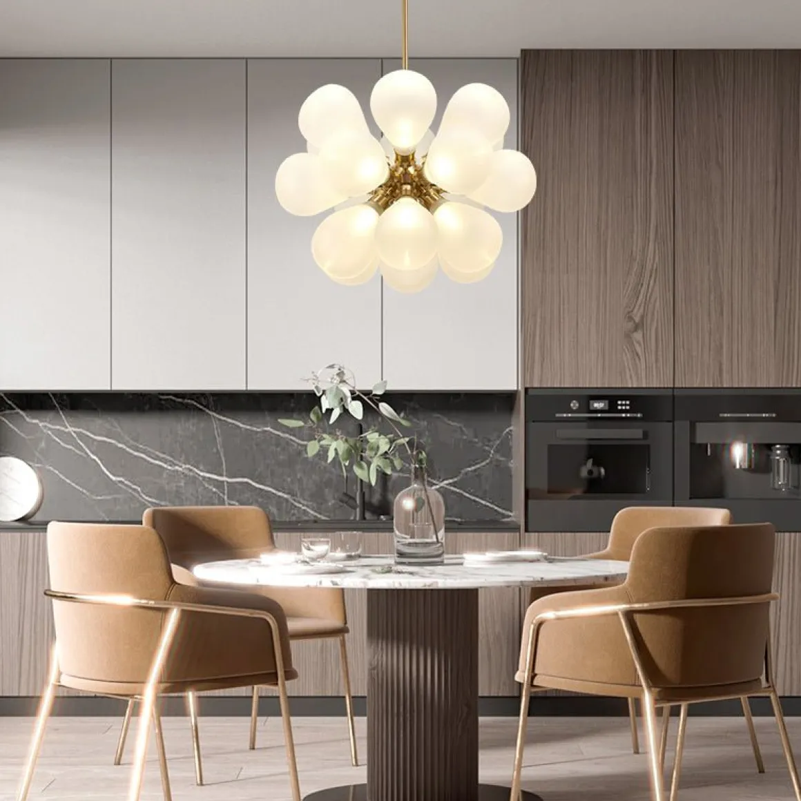 Modern Cluster Frosted Glass Bubble Chandelier