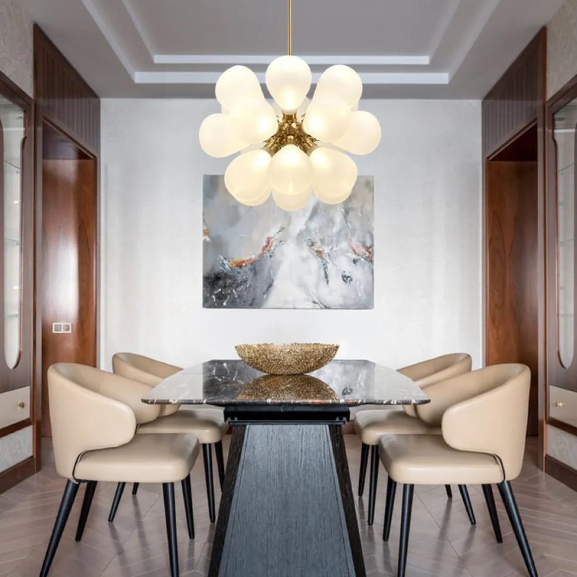 Modern Cluster Frosted Glass Bubble Chandelier