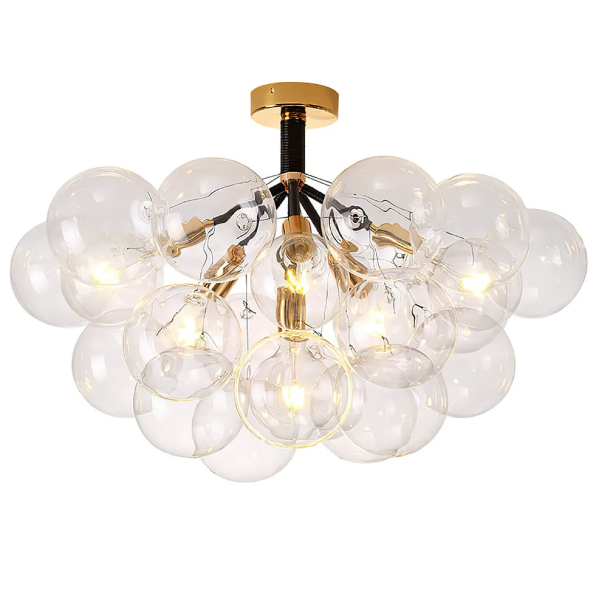 Modern Cluster Glass Bubble Chandelier / Semi Flush