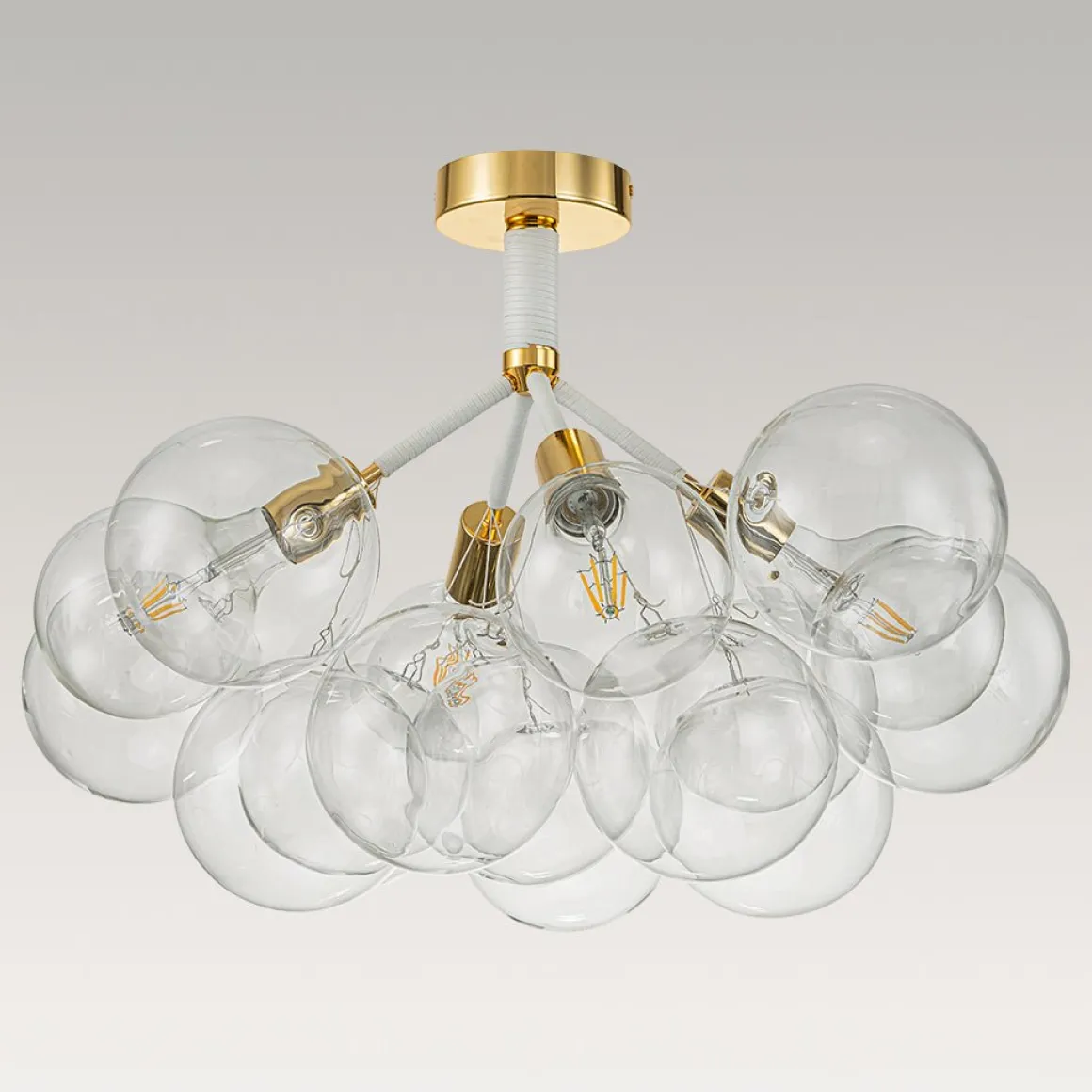Modern Cluster Glass Bubble Chandelier / Semi Flush