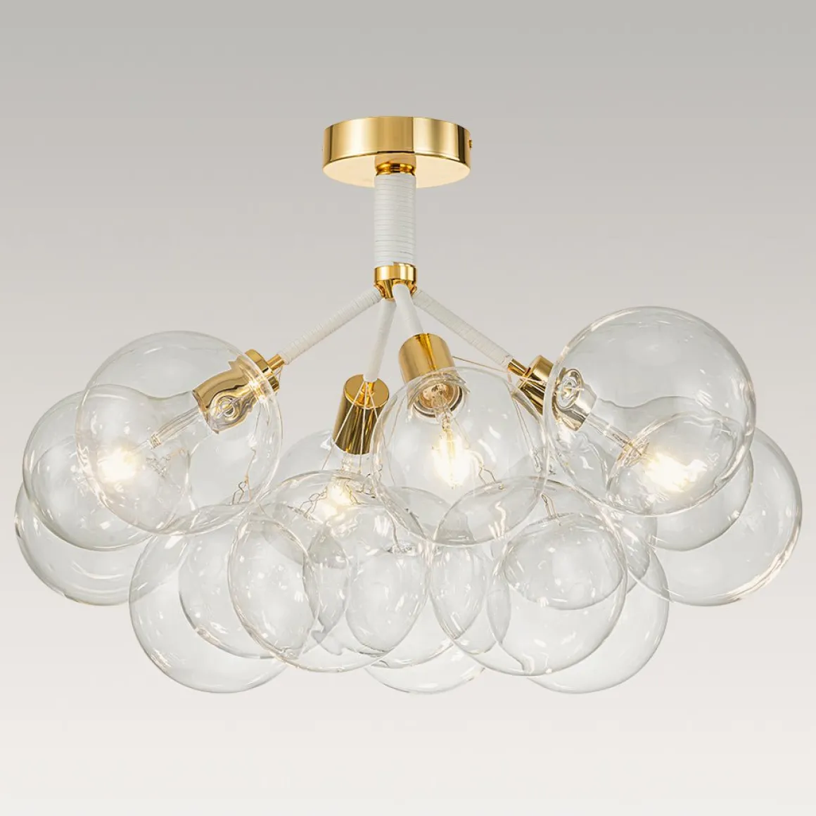 Modern Cluster Glass Bubble Chandelier / Semi Flush