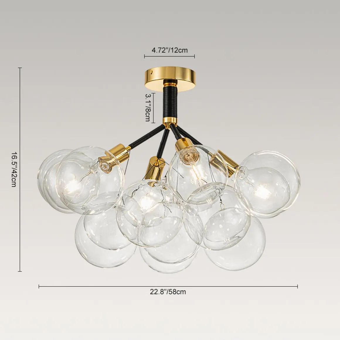 Modern Cluster Glass Bubble Chandelier / Semi Flush