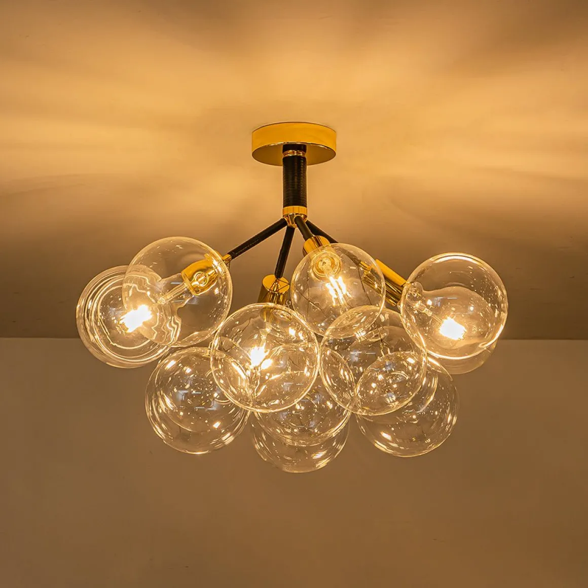 Modern Cluster Glass Bubble Chandelier / Semi Flush