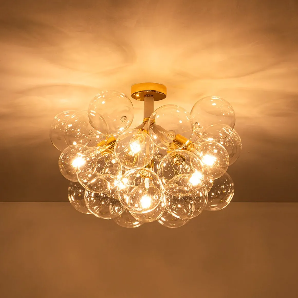 Modern Cluster Glass Bubble Chandelier / Semi Flush