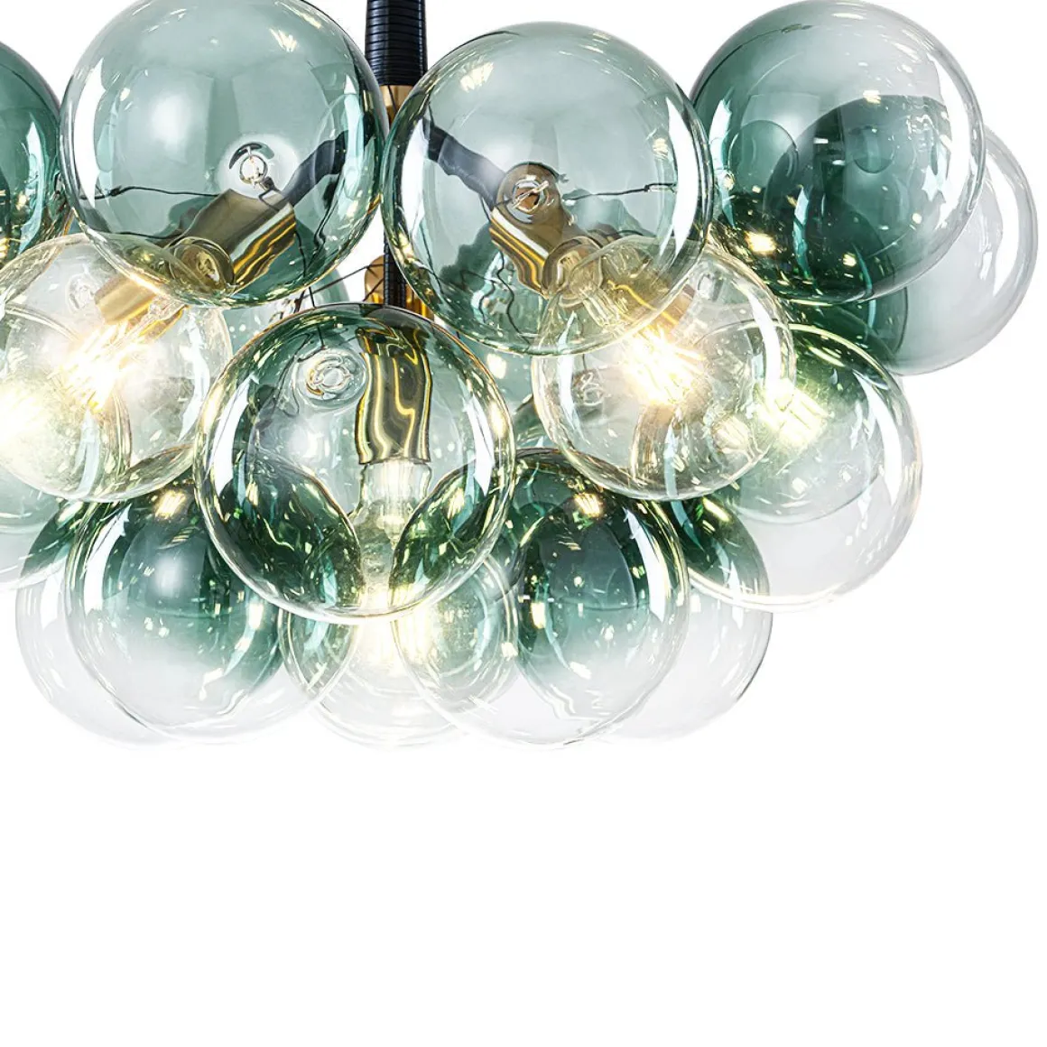 Modern Cluster Gradient Green Glass Globe Bubble Chandelier