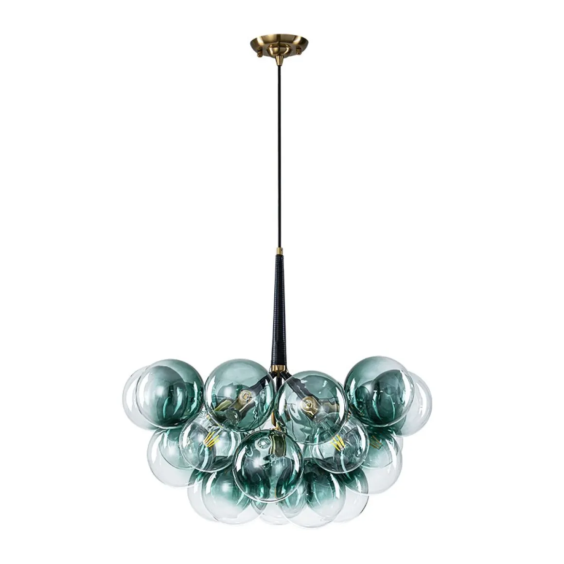Modern Cluster Gradient Green Glass Globe Bubble Chandelier