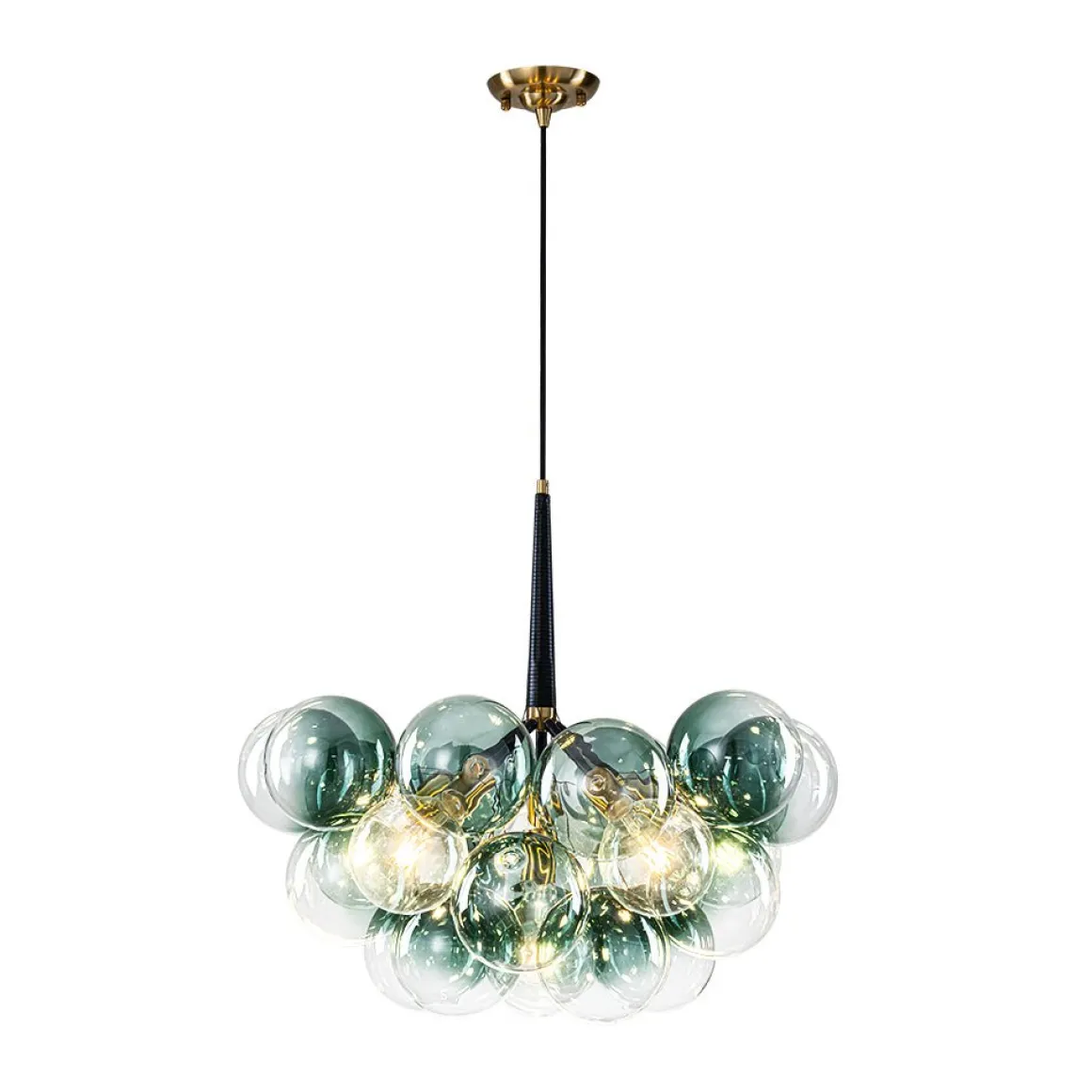 Modern Cluster Gradient Green Glass Globe Bubble Chandelier
