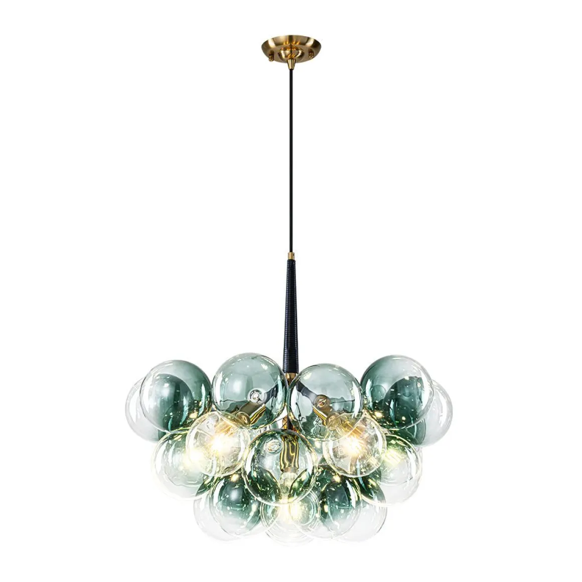 Modern Cluster Gradient Green Glass Globe Bubble Chandelier