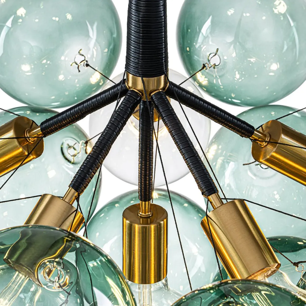 Modern Cluster Gradient Green Glass Globe Bubble Chandelier