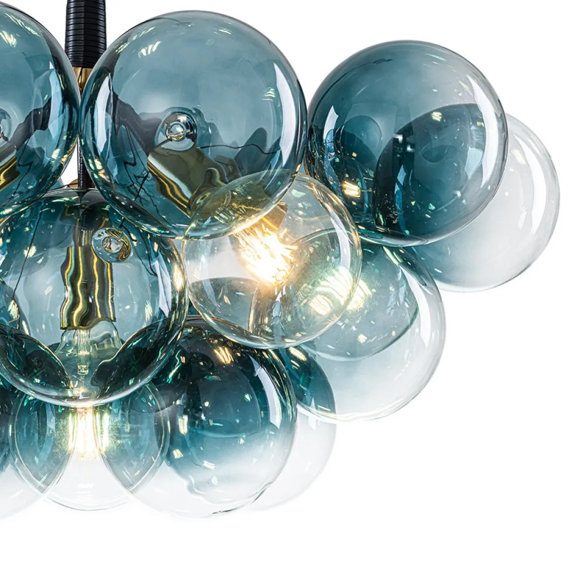 Modern Cluster Gradual Blue Glass Globe Bubble Chandelier