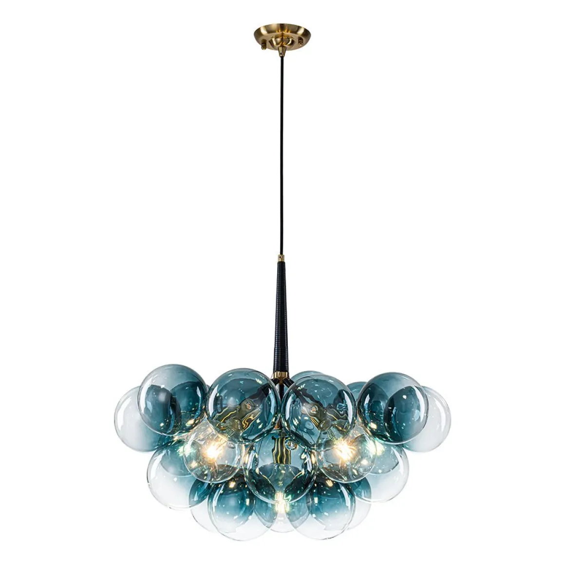 Modern Cluster Gradual Blue Glass Globe Bubble Chandelier