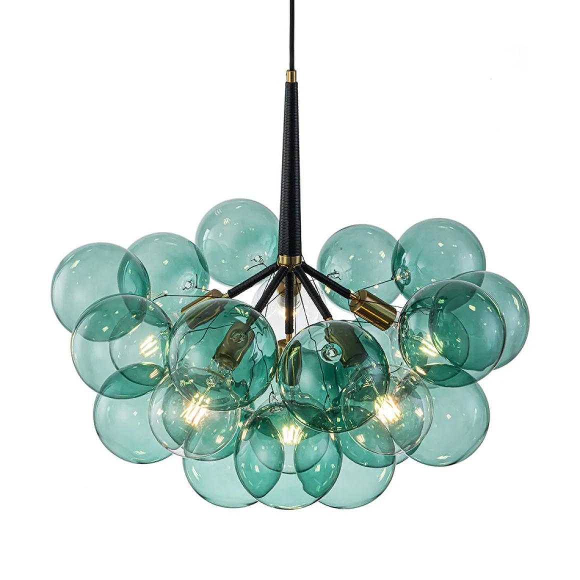 Modern Cluster Green Glass Globe Bubble Chandelier