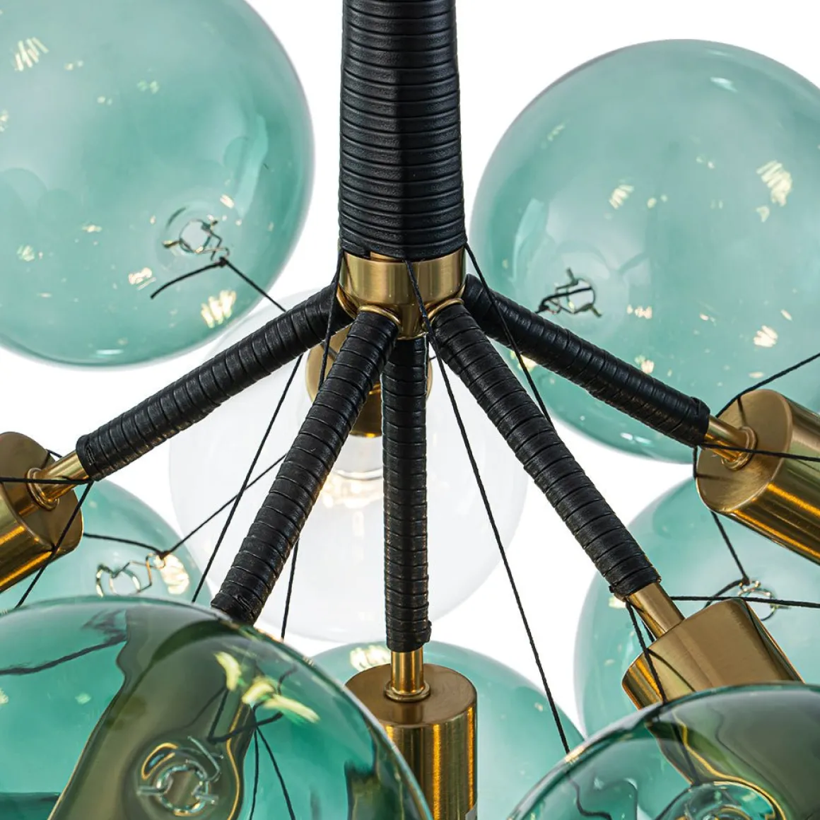 Modern Cluster Green Glass Globe Bubble Chandelier