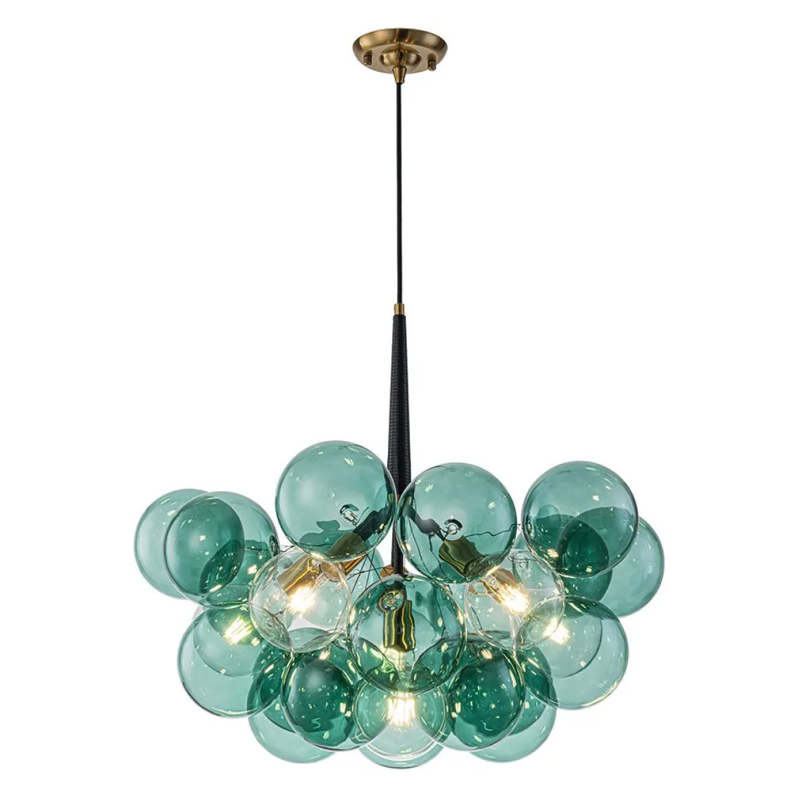 Modern Cluster Green Glass Globe Bubble Chandelier