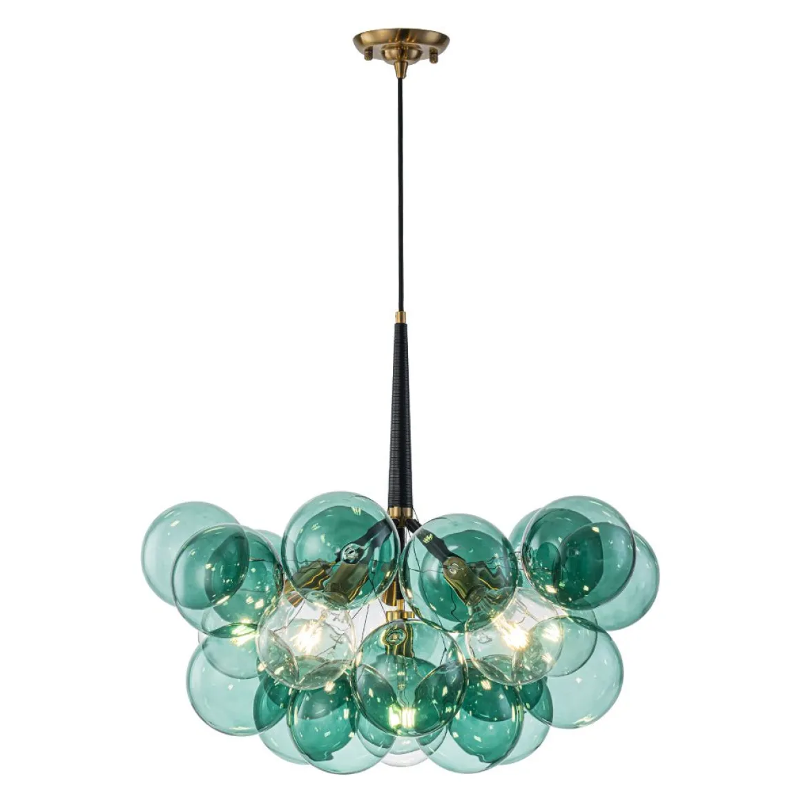 Modern Cluster Green Glass Globe Bubble Chandelier