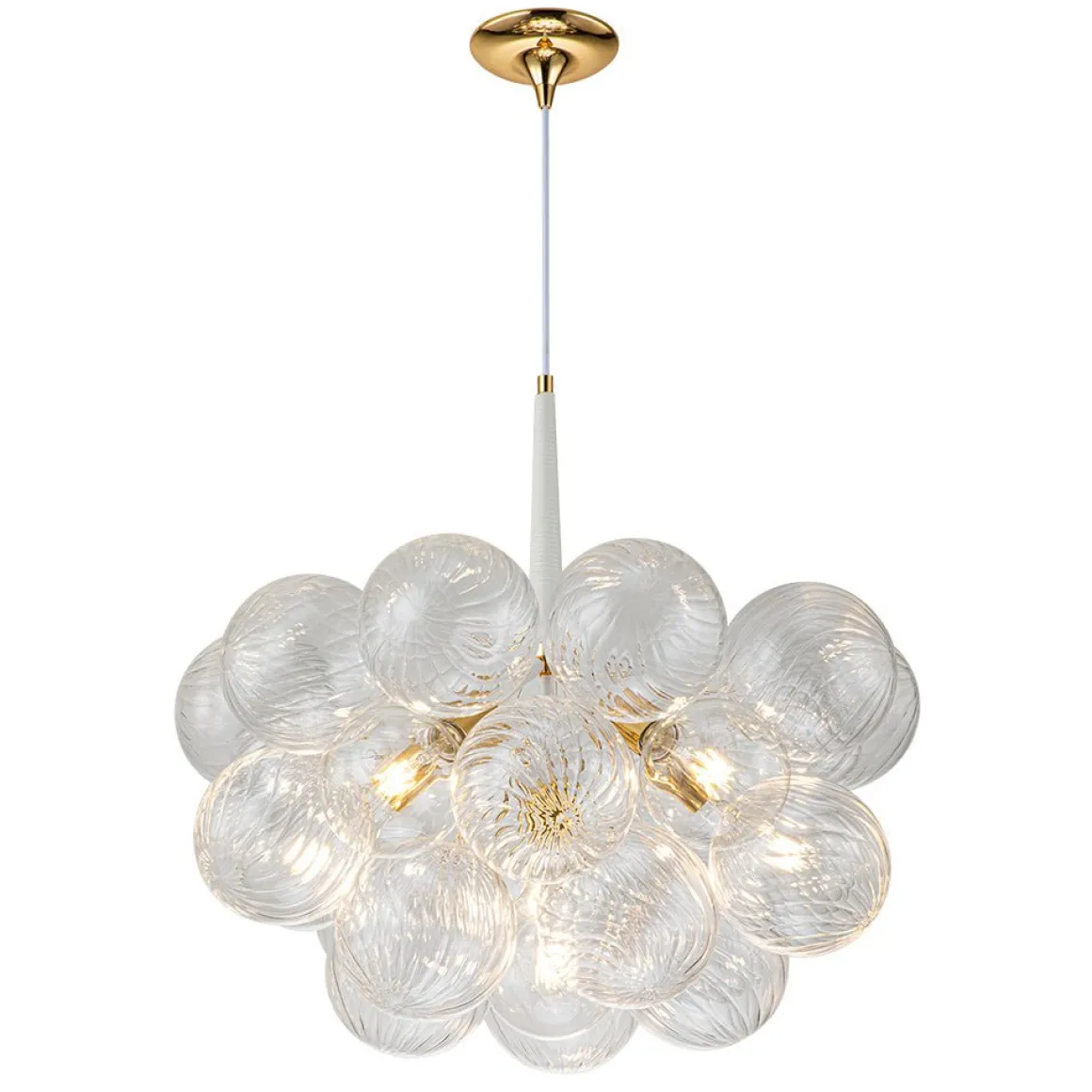 Modern Cluster Ribbed Glass Globe Bubble Chandelier