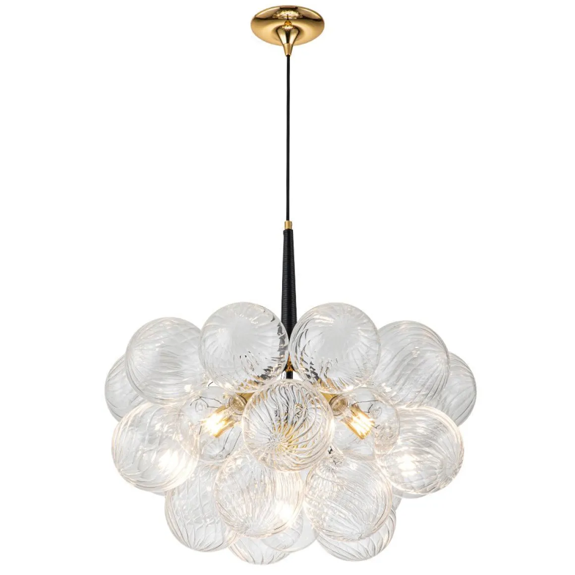 Modern Cluster Ribbed Glass Globe Bubble Chandelier