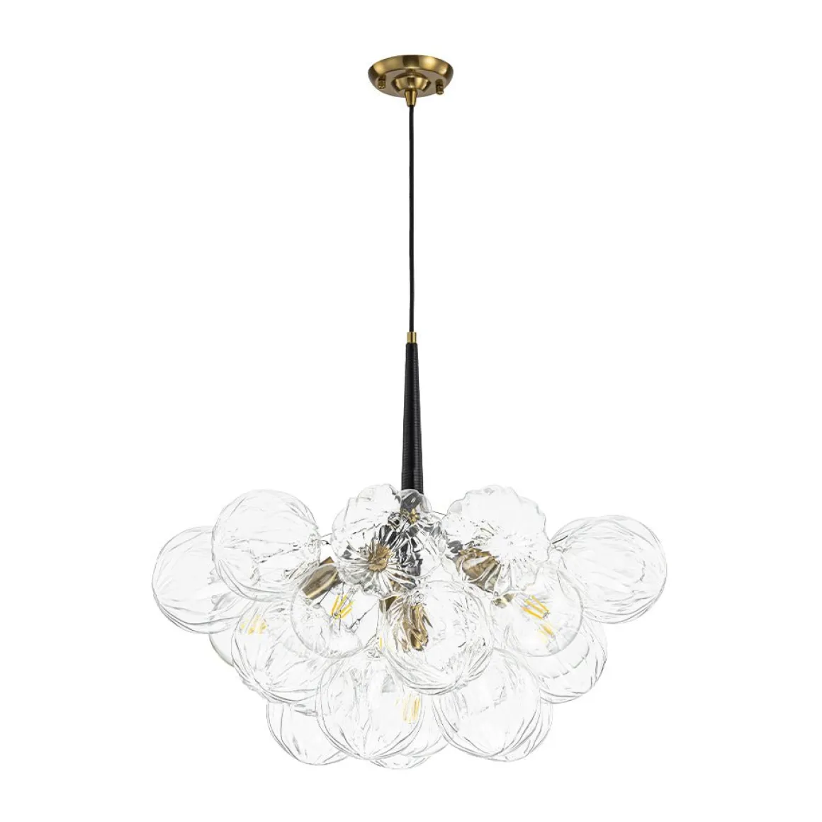 Modern Cluster Sculpture Texture Glass Globe Bubble Chandelier