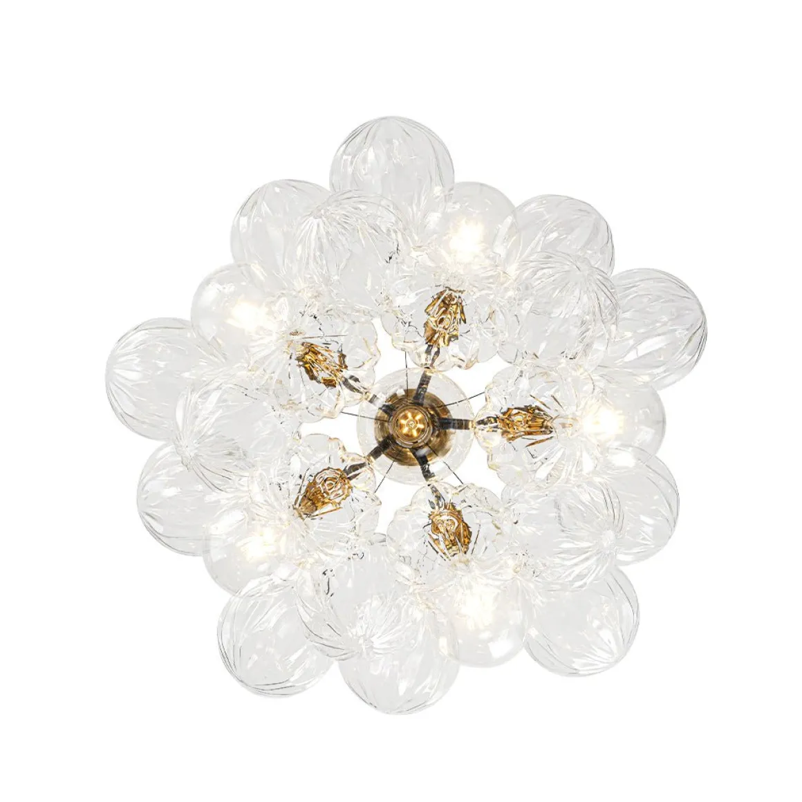Modern Cluster Sculpture Texture Glass Globe Bubble Chandelier