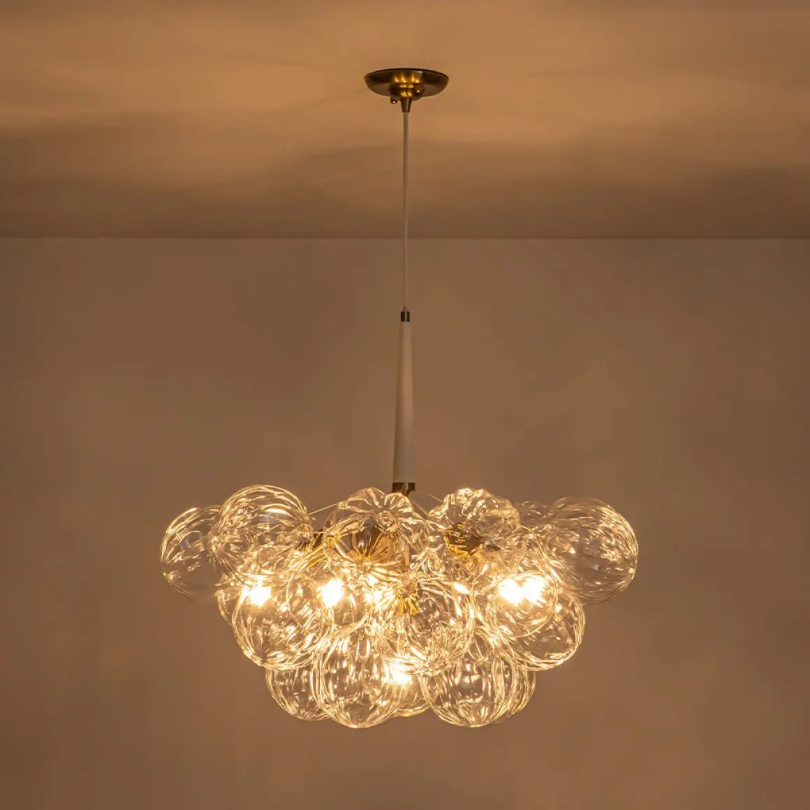 Modern Cluster Sculpture Texture Glass Globe Bubble Chandelier