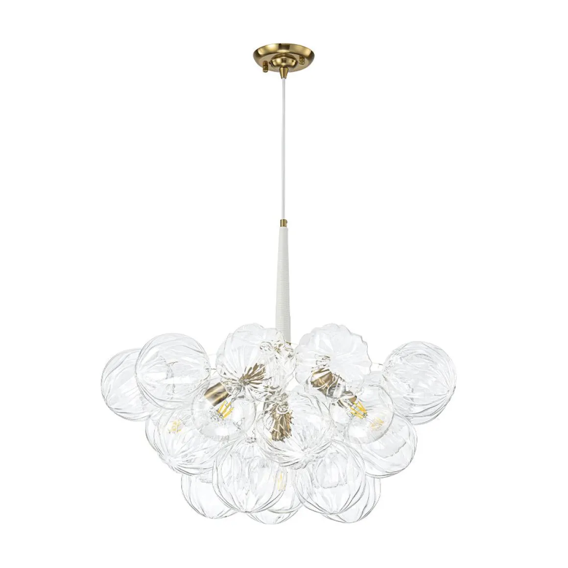 Modern Cluster Sculpture Texture Glass Globe Bubble Chandelier