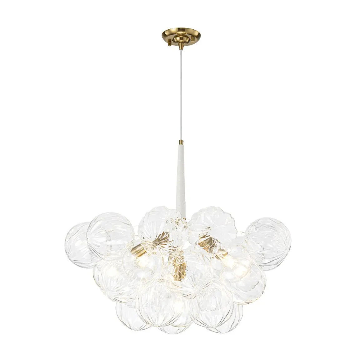 Modern Cluster Sculpture Texture Glass Globe Bubble Chandelier