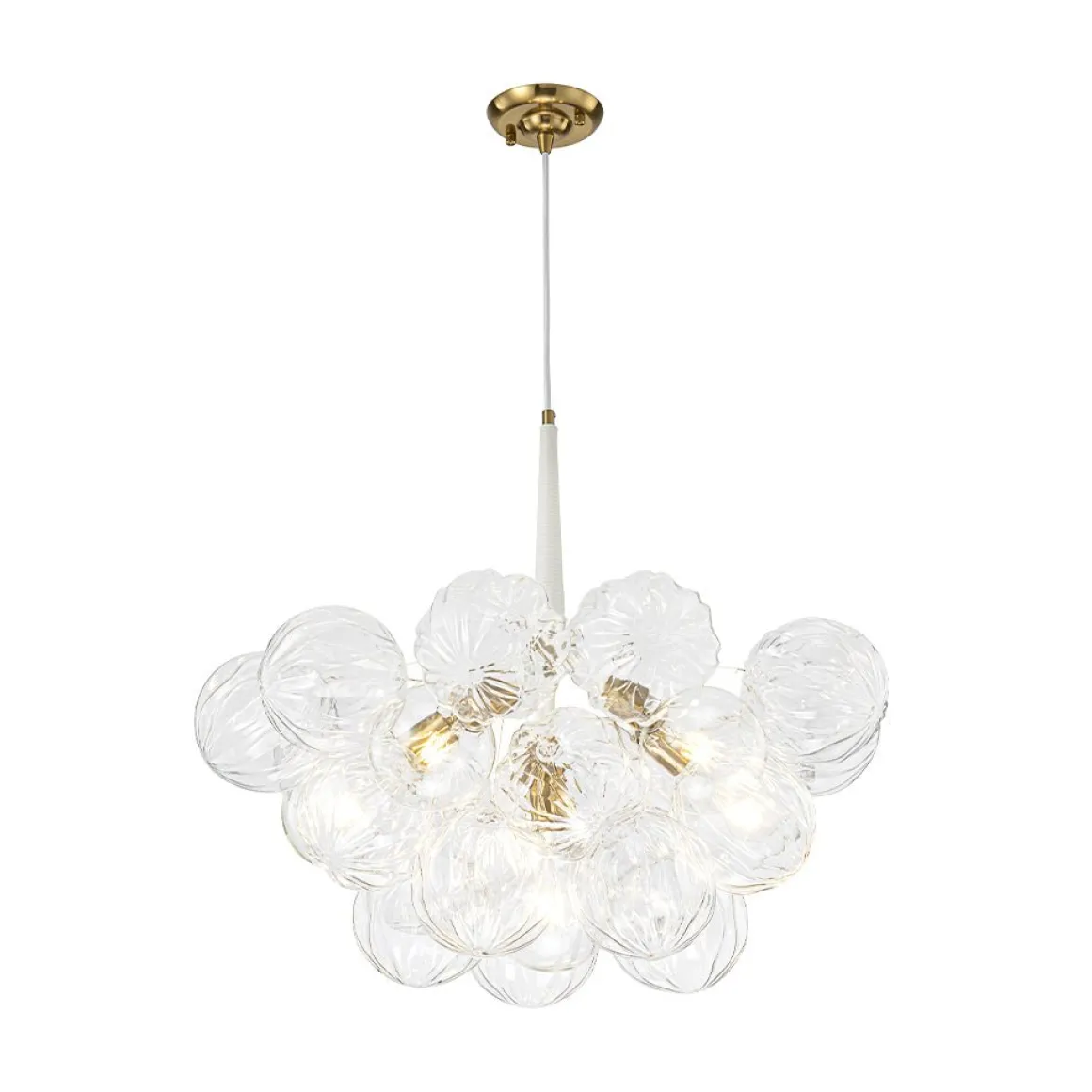 Modern Cluster Sculpture Texture Glass Globe Bubble Chandelier