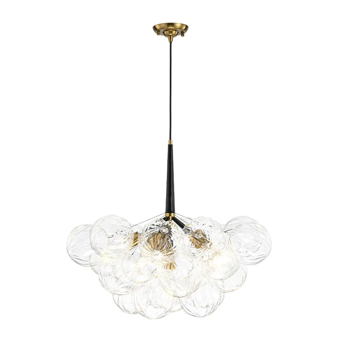 Modern Cluster Sculpture Texture Glass Globe Bubble Chandelier