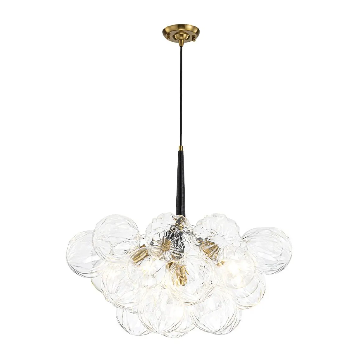 Modern Cluster Sculpture Texture Glass Globe Bubble Chandelier
