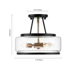 Modern Farmhouse Drum Glass Semi Flush Mount