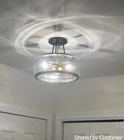 Modern Farmhouse Drum Glass Semi Flush Mount