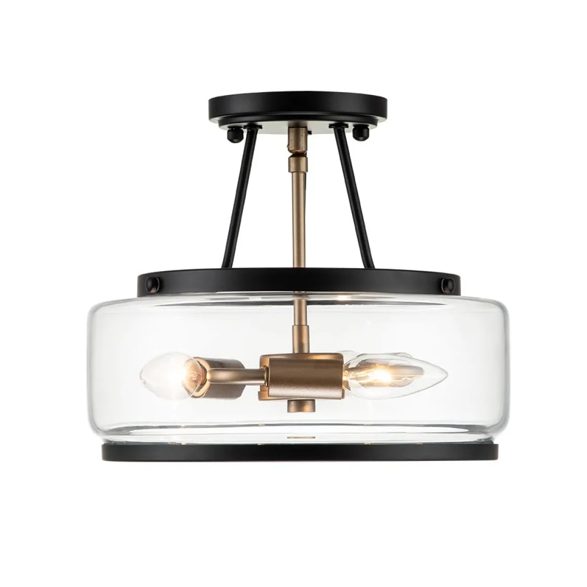 Modern Farmhouse Drum Glass Semi Flush Mount